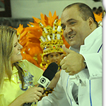 Mestre Adamastor em entrevista para a TV Globo no carnaval paulista pelo excelente resultado na avenida.